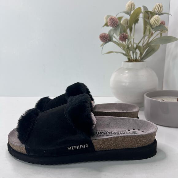 Mephisto Hemeline Velvet Leather Slides Sandal Women 6.5/EU37 Comfort Light Wear